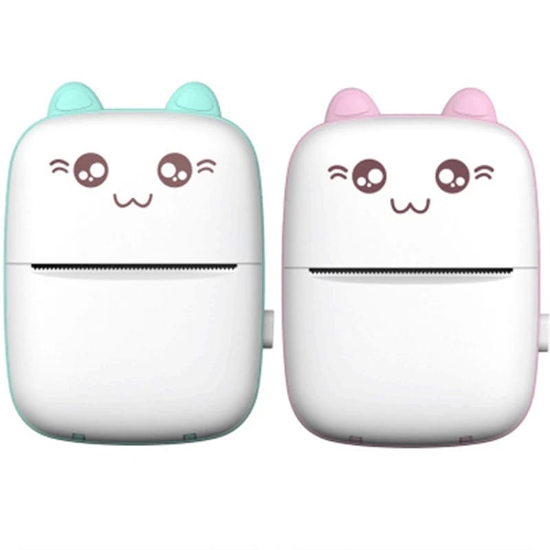 Mini Impresora Gatito + 10 Rollos Papel