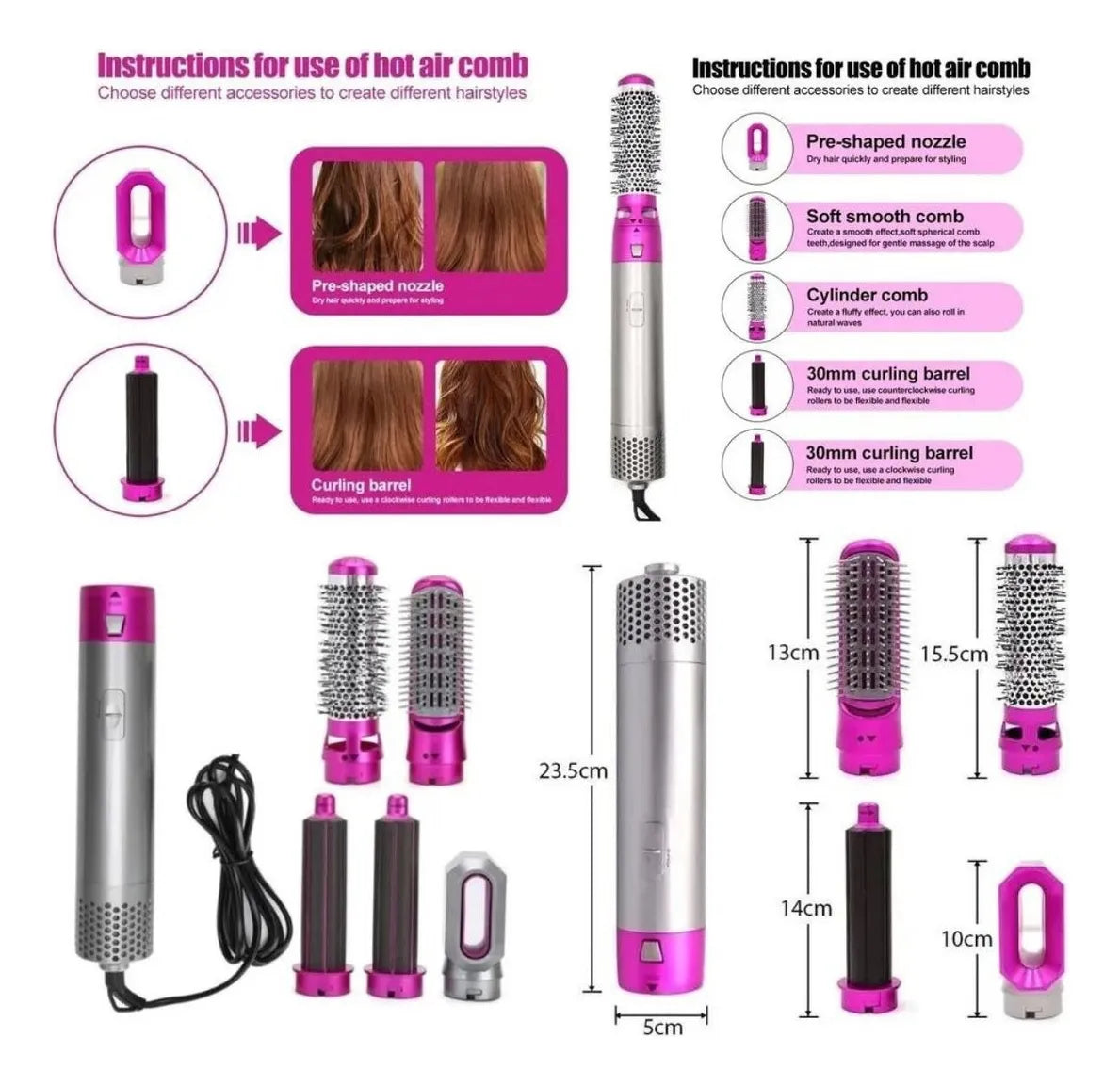 Set Cepillo 5 en 1 para cabello